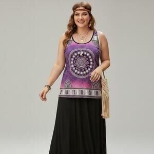 Chaos Monkey Plus Size Tank Top Womens 2XL Boho Racerback Stretchy Summer Artsy